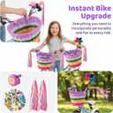 Kids Bike Basket, Bike Basket Front Bike Accessories for Girl Boys, Woven Bicycle Basket with Stickers, Bike Bell, Windmill, and 1pairs Colorful Ribbons Tassels