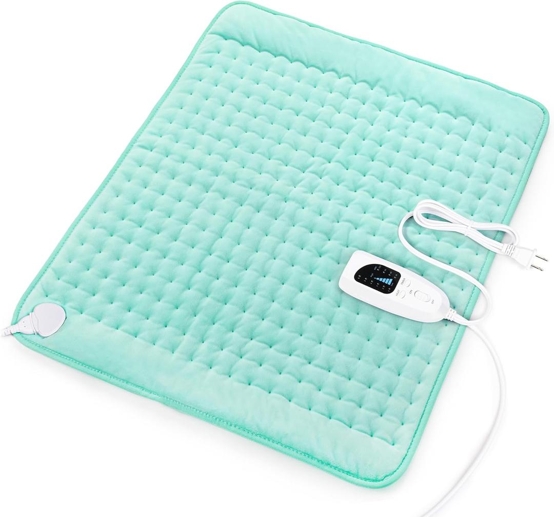 Heating Pad-Electric Heating Pads for Back,Neck,Abdomen,Moist Heated Pad for Shoulder,Knee,Hot Pad for Arms and Legs,Dry&Moist Heat & Auto Shut Off(Light Green, 20''24'')