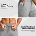 G Gradual Men's Joggers with Zipper Pockets Stretch Tapered Sweatpants Athletic Pants for Men Workout Running Gym (Gray, M)