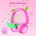iClever BTH22 Kids Bluetooth Headphones, 60H Play Time, 74/85 dBA Safe Volume, Bluetooth 5.4, USB C, Over Ear Kids Headphones Wireless with Mic AUX Cord for iPad/Tablet/Travel, Blossom Pink