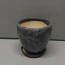 6.3 Inch Plant Pot - Ceramic Planter for Indoor with Drainage Hole and Saucer, Round Succulent Pot, Modern Flower Planters, Home Room Garden Office Decor, Gardening Gifts for Women, Grey