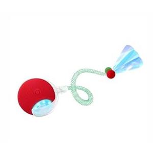 YoPoll Rollraptor Interactive Cat Ball Toy for Indoor Cats, Electric Cat Rolling Moving Ball with Feather Tail, Smart Chase Kitty Cats Toys (Red)