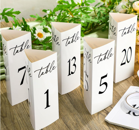Maitys Trifold Wedding Table Numbers 120 Paper Table Number Cards Black and White Freestanding Numbers for Wedding Parties and Events Reception Decorations(Black)