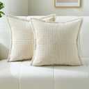 FUTEI Pack of 2 Oatmeal Decorative Throw Pillow Covers 18x18 Inch Soft Cozy Solid Boucle Textured Cushion Case,Modern Home Decor for Couch Bed Living Room