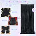Black Backdrop Curtain 4.8x8FT Halloween Backdrop Sparkly Sequin Party Background Drapes for Birthday Wedding Stage Shimmer Wall Backdrop
