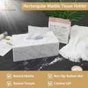 Natural Marble Tissue Box Cover, Carrara White Tissue Organizer 10 x 5.7 x 3.5 inch, Heavy Stone Decorative Box, Rectangle Tissue Box Holder for Home Decor, Kitchen, Bathroom, Bedroom