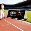 Horizontal Banner Frame 3ft x 7ft Outdoor Banner Stand Sideline Banner A Frame Backdrop Portable Display Stand Weather-Resistant A Stand Sign Holder w/ Carry Bag for Outdoor Indoor Sporting Promotion, Advertising Events Display