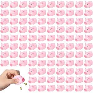 kymqlyw 30 Pcs Rubber Pig Bath Toy Bulk Mini Pig Toys Float and Squeak Pig Toy Pink Piggy Bathtub Toys for Baby Shower Halloween Christmas Birthday Party Supplies (2x1.4x1.4)