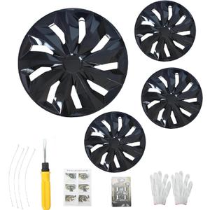 15 Inch Black Hubcaps Universal Hubcap Wheel Cover for Cars,Fits Toyota Corolla Honda Volkswagen Chevy Chevrolet Mazda Dodge Ford and Most Cars Set of 4