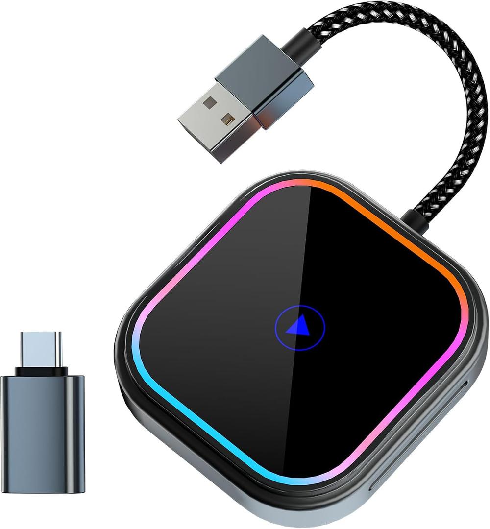 Wireless Carplay Adapter for Apple iPhone iOS 10+/Android/Outo Built-in CarPlay Cars,Converts Wired to Wireless Dongle Cars for Wireless Control Plug & Play Carplay from 2017 iOS 10+ to Screen w/USB C
