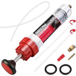 200CC Automotive Fluid Extractor Syringe Pump with Long Hose and Extension Tubes, Oil Extractor Fluid Pump Oil Evacuator and Dispenser Pump for Engine Oil, ATF, Coolant, Brake & Power Steering Fluids