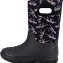 Outee Toddler Kids Warm Waterproof Neoprene Rain Boots (Dinosaur, Size 9)