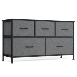 SONGMICS BELLAH Collection - Dresser for Bedroom, Chest of Drawers, Storage Organizer Unit, Closet, Entryway, Steel, 5 Drawers, Modern, Slate Gray ULGS322GN02S
