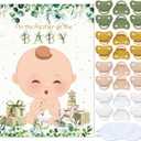 Faccito Pin The Pacifier on The Baby Party Games Sage Green Baby Shower Decorations Pin The Pacifier Games with Poster 24 Stickers Game Blindfold for Sage Green Shower Birthday Party Supplies (Fair)