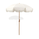 6.5ft Patio Umbrella with Fringe, Beach Umbrella, Fringe Umbrella Outdoor Patio with Hanging Hook, Tilting Aluminum Pole, UV 50+, Fiberglass Ribs, Elegant Cream