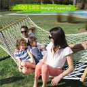 ANAGOO Double Hammock for 2 Person, Handwoven Rope Hammock with Spreader Bar Without Stand - Indoor & Outdoor Use for Patio, Poolside, Backyard (White)