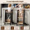 COSYLAND Toddler Standing Tower Adjustable Height (NO Wide Back Panel) - Super Stable Toddler Kitchen Stool Helper - 3 Levels Adjustable Wooden Kids Kitchen Stool (Natural & Black)