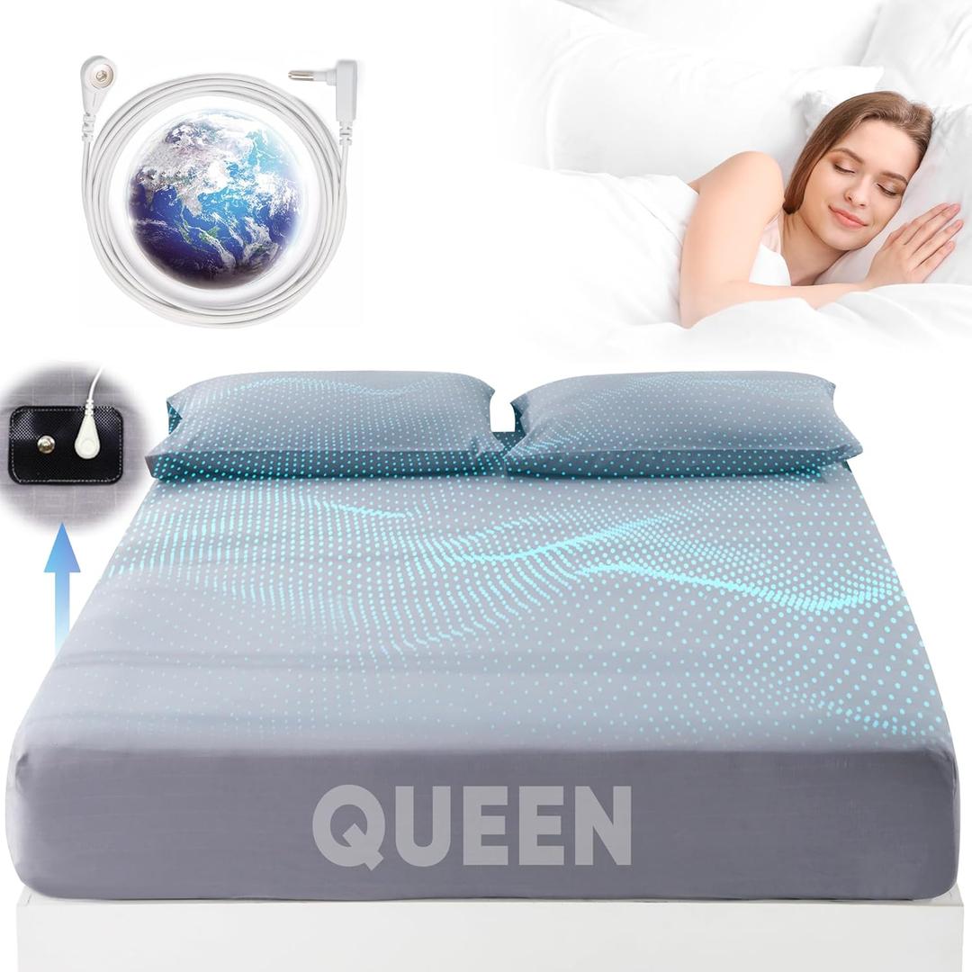 Grounding Sheets Queen Size, 95% Organic Cotton + 5% Pure Silver Fiber