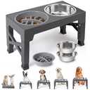 Heeyoo Elevated Dog Bowls - 5 Adjustable Heights Stand, 2 Stainless Steel Bowls & 1 Slow Feeder, Adjusts 3.2" to 12.2" for Small to Large Dogs