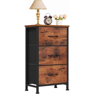 3 Drawers Dresser for Bedroom Fabric Storage Tower with Wooden Top, 11.8"D x 15.7"W x 29.5"H
