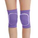 JUMISEE Kids Knee Pad, Anti-Slip Padded Sponge Knee Brace Breathable Flexible Elastic Knee Support for Football Volleyball Dance Skating Basketball Sports (Small(7-12 Years old), Purple)