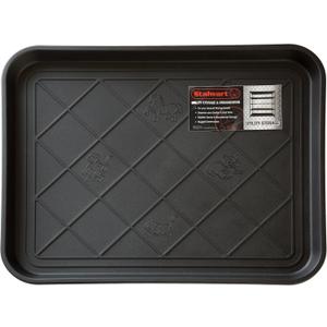 All-Weather Boot Tray - Water-Resistant Plastic Mud Pan, Pet Food Tray, and Outdoor or Indoor Shoe Mat for Entryway by Stalwart (Black)