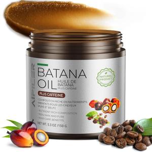 AIPILER Batana Oil for Hair Strenthening: Dr Sebi 100% Pure and Raw Honduras Hair Treatment Oil - Pre or Post Shower Hair care for Curly/Coily/Wavy Hair 5.3oz (Caffeine)