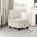 Lexicon Modular Sectional Sofa for Living Room, Corduroy Armless Chair with Storage, Units of Modular Sectional Couch, Upholstered Chair for Customizable Sectional Sofa Couch, Beige