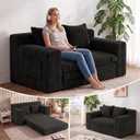 54 Boneless Couch Sofa Bed, Loveseat Cloud Couch, Sleeper Sofa with Storge and Handle, Convertible Pull Out Floor Bed, Couches for Bedroom, Living Room, Small Space, No Assembly Required (Black)