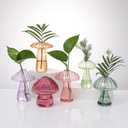 Mushroom Glass Vases for Indoor Plants, Set of 6 Colored Plant Propagation Stations, Mini Terrarium for Plants,Unique Small Hydroponic Pots for Flowers, Cute Decor Vase Gifts for Women