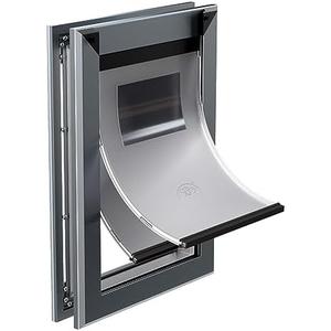 MAVRICFLEX Heavy Duty Dog Door with Double Sliding Lock Panels, Energy Efficient Doggie Door, Easy Installation, Two Magnetic Soft Flaps Doggy Door for Large Dogs Up to 100LBS, Large, Dark Gray