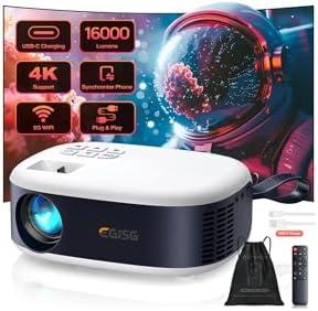 Projector with WiFi and Bluetooth, 1080P Full HD Portable Projector, 4K Supported Outdoor Projector, Lag-free 5G WIFI 6, Compatible with iPhone, Android, PC, TV Stick, PS5, Xbox