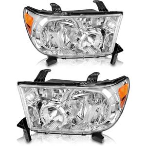 AS Headlights Assembly Compatible 2007 2008 2009 2010 2011 2012 2013 Toyota Tundra (W/o Headlight Leveling Models) /2008-2017 Toyota Sequoia Headlamp (12-14 Models Without Headlight Washer)
