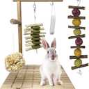 kathson Bunny Chew Toys for Teeth Grinding, Rabbit Wooden Scratch Board Feet Pad Platform Small Animals Play Toy for Guinea Pigs Chinchilla Hamsters Other Rodent Pets(E)