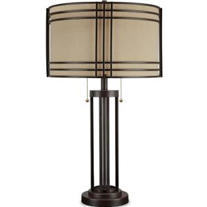 Signature Design by Ashley Hanswell 30" Rustic Industrial Metal Table Lamp with Pull Chain, Dark Brown, 17.13"D x 17.13"W x 30"H
