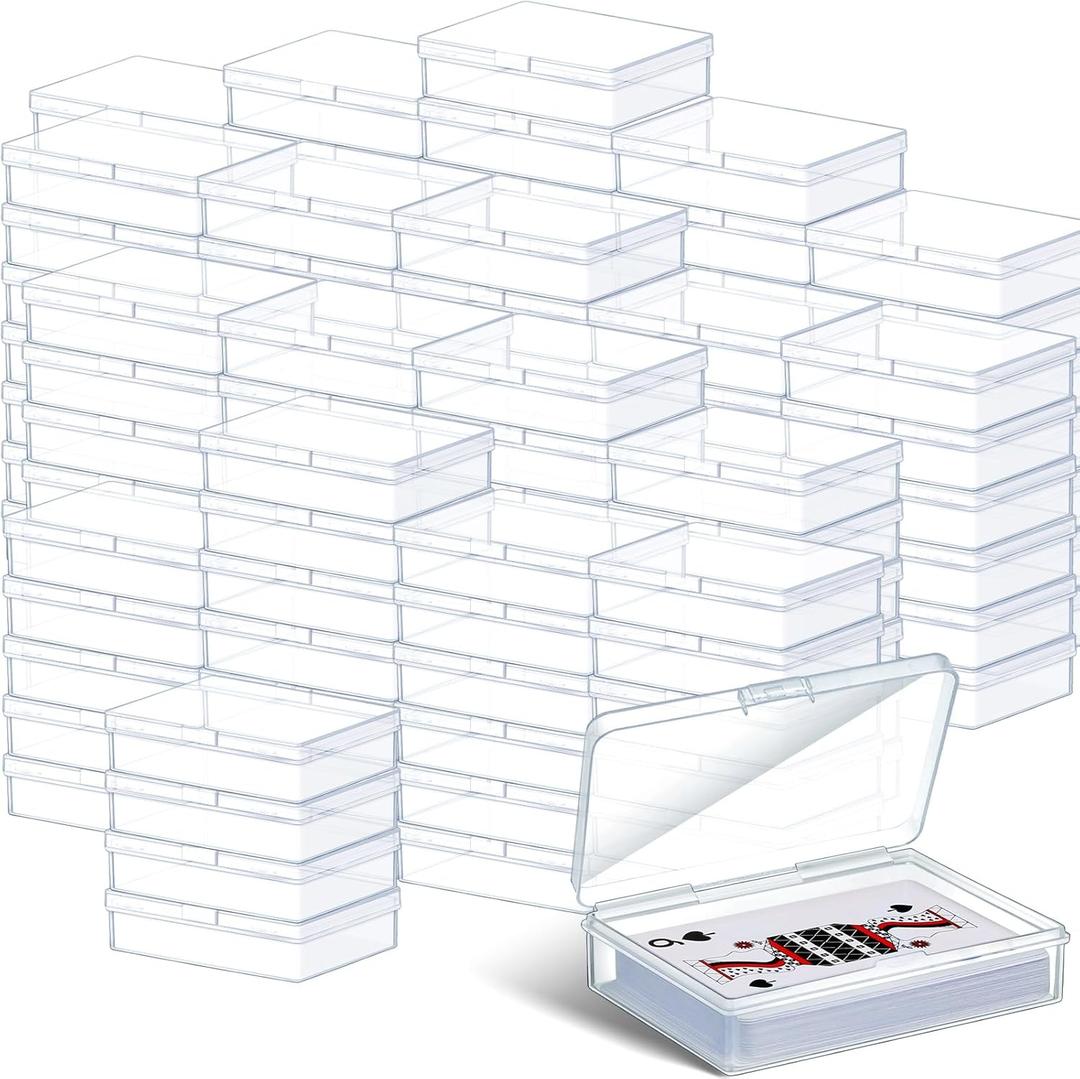 Vicenpal Playing Card Box Clear Plastic Playing Card Deck Case Snap Closed Holder Storage Organizer for Bank Business Trading Poker Gaming(100 Pcs,Raised Snap,3.86 x 2.91 x 0.94 Inch)