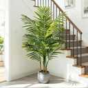 4ft Artificial Palm Tree Indoor, Large Fake Tropical Areca Palm with 13 Trunks, Tall Faux Floor Plants for Indoor Living Rooms Offices Bedroom Home Decor