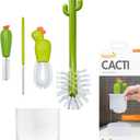 Boon Cacti Bottle Cleaning Brush Set - Includes Bottle Brush, Nipple Brush, Detail Brush, and Straw Brush - Baby Bottle Brush Set for Bottle Drying Rack - Baby Essentials - 4 Count | 4-Piece Set, Bottle Brush, Straw Brush, Nipple Brush, Detail Brush, Durable Nylon Bristles, Draining Storage Vase