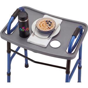 NOVA Walker Tray, Food Tray with 2 Cup Holders for Folding Walker, Fits on Most Folding Walkers, 1 Count (Pack of 1)