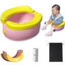 Travel Potty for Toddler Kids,Folding Toilet in Banana Shape,Portable Car Potty with Storage Bag,Outdoor and Indoor Easy to Clean (Pink)