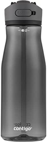 Contigo Ashland 2.0 Leak-Proof Water Bottle with Lid Lock and Angled Straw Dishwasher Safe Water Bottle with Interchangeable Lid 40oz Licorice