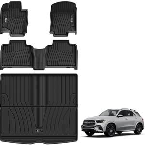 3W Floor Mats & Cargo Liner for Benz GLE 2020-2026, TPE All Weather Custom Fit Floor Liner & Trunk Mats Car Mats fit GLE 350/450/580/53 AMG/63 AMG S(Fit 5 Seats, Not for Coupe/W167/Hybrid)