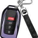 QBUC for Toyota Key Fob Cover with Keychain, Fit for Toyota Venza Corolla Cross Grand Highlander Tundra RAV4 Prime Prius Land Cruiser Sequoia Sienna Crown Tacoma 2025 Camry (Purple)