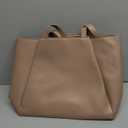 Work Tote Bags for Women 15.6 Inch - Laptop Tote Bag with Zip Compartments - Large PU Leather Office Purse Computer Briefcase (Nude)