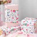 4 x Retrify Pink Flowers Wrapping Paper Roll - 17 Inches x 32.8 Feet Mini Roll Cute Butterfly and Polka Dots Gift Wrap Paper for Mother's Day, Wedding, Birthday, Baby Shower, Holiday