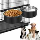 2 Packs Dog Crate Water Bowl No Spill,Dog Crate Bowls Hanging,Kennel Mountable Food Water Bowls for Crate Cage,Stainless Steel Feeder Coop Cup for Dogs Cats Pet Puppy Guinea Pigs Rabbits