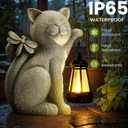 Solar Garden Outdoor Statues Cat with Solar Lantern,Outdoor Cat Figurines Decorations,Lawn Home Decor for Patio, Balcony, Yard Ornament,Unique Housewarming and Birthdays Gifts for Mom Women Grandma