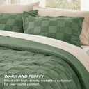 Bedsure King Size Comforter Set Green, Boho Tufted Bed Set, Checkered Farmhouse-Style Distressed Vintage Bedding, 3 Pieces, 1 Plaid Geometric Comforter and 2 Pillow Shams