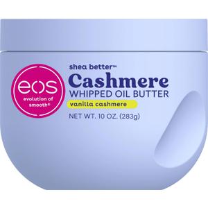 eos Cashmere Whipped Oil Body Butter, Vanilla Cashmere, 72 Hour Weightless Moisture For Dry Skin, Rich Formula and Deep Hydration, Body Care, 10 oz