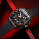 OLEVS Watches for Men Casual Luxury Large Face Multifunctional Chronograph Men's Watches Durable Silicone/Nylon Strap 3ATM Waterproof Men Watch Date Moon Phase Analog Quartz Watch Reloj para Hombre (G2942-black-all black)